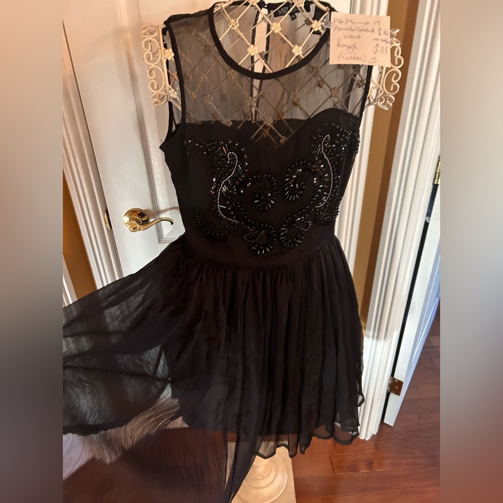 Black Beaded Yoke Mini Dress